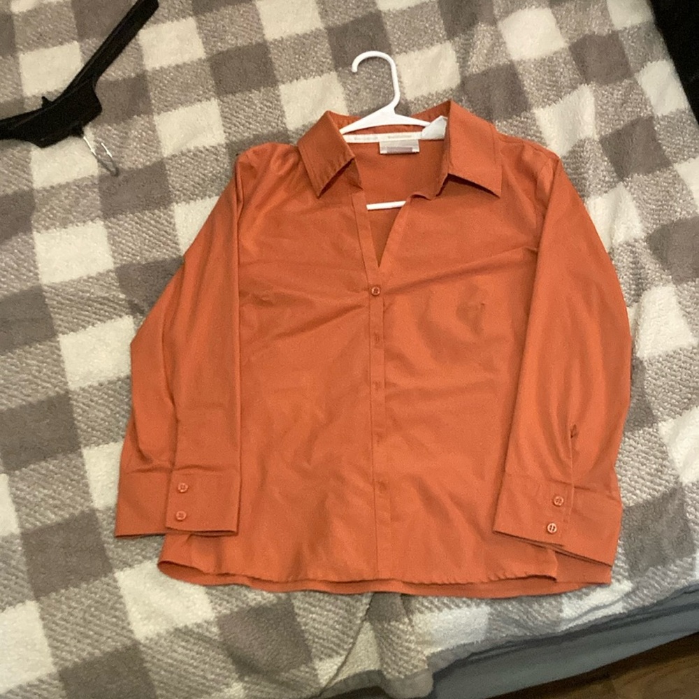Orange Casual Blouse with Relaxed Fit